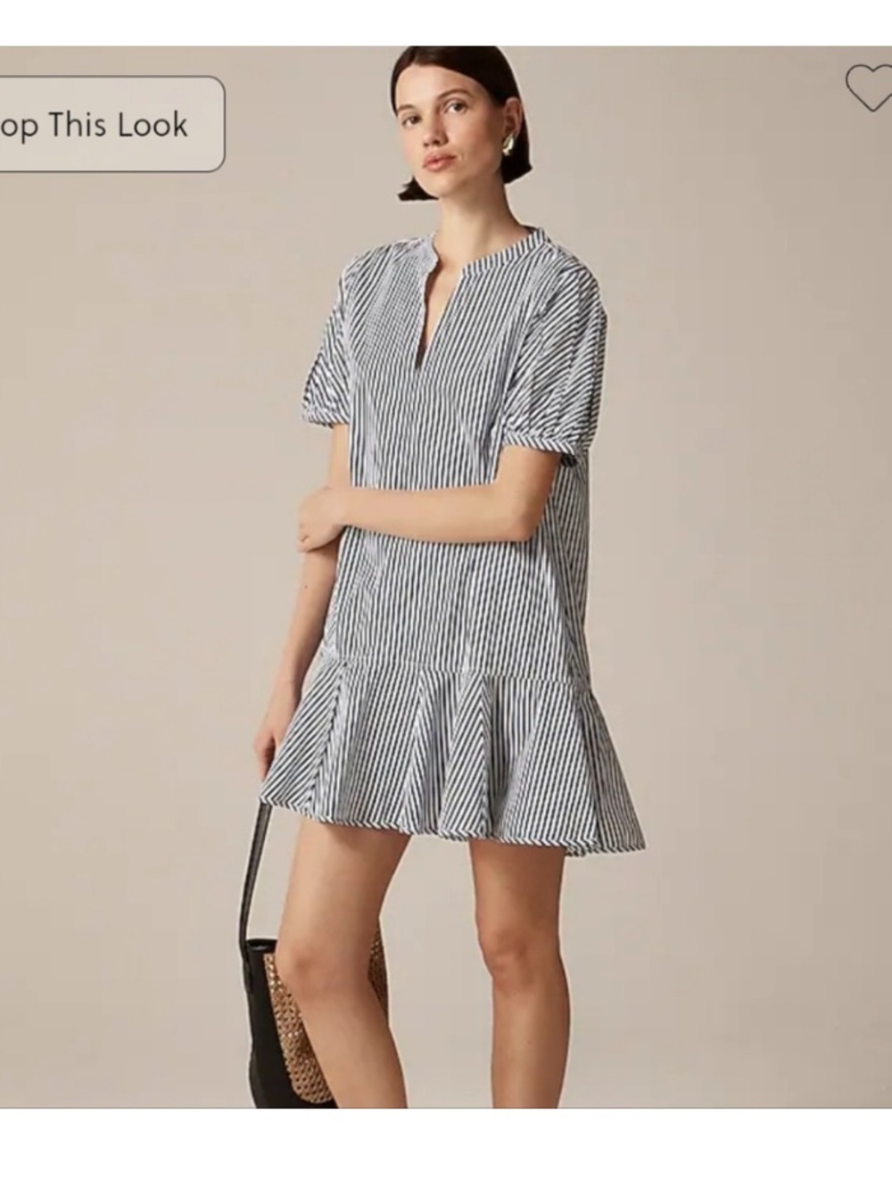 J. Crew Delilah Navy and White Striped Cotton Poplin Dress